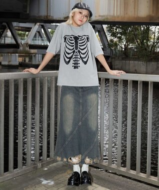 WEGO 【ユニセックス着用ITEM】ブリーチボーングラフィックT（SS） グレー