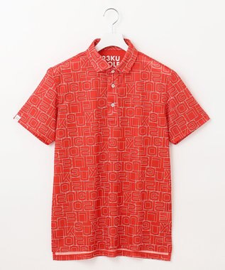 23区GOLF 盛夏対応のマルチ機能【接触冷感・UVケア・吸水速乾】【MEN】総ロゴ カノコシャツ オレンジ系5