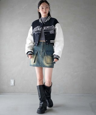 WEGO スタジアムロゴショートスタジャン ブラック