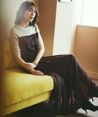 ANY SIS S 【洗える・UVカット】ビスチェ風 ニット チョコレート×ライトベージュ