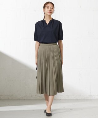 J.PRESS LADIES 【接触冷感】プレーティングジャージー ペプラム カットソー ネイビー系