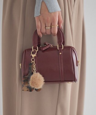 earth music&ecology ファーポンポン＋べっ甲柄ミラー付きチャーム Beige