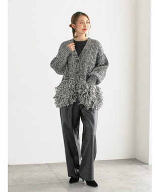 Te chichi ループ編みVネックミドルカーディガン グレー