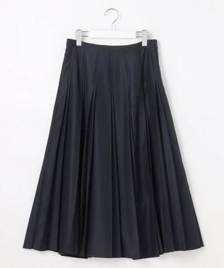 J.PRESS LADIES L エアリースパンボイル プリーツ スカート ネイビー系