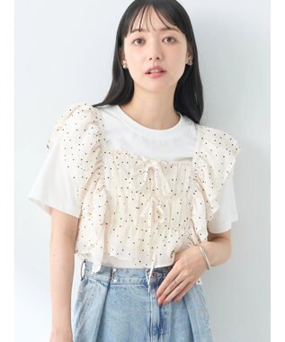 earth music&ecology フロッキードットフリルビスチェ Ivory