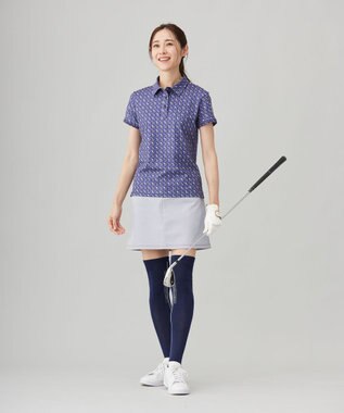 23区GOLF 【WOMEN】【吸水速乾/UVカット】アザミ小紋柄半袖ポロシャツ パープル系5