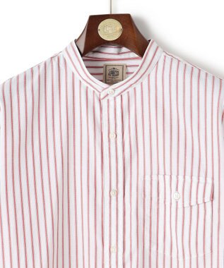 J.PRESS MEN 【WEB・一部店舗限定】ドビーマルチストライプ バンドカラーシャツ レッド系1