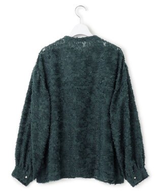 23区 L 【洗える】シアーカットジャカード ブラウス パイングリーン系