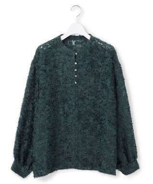 23区 L 【洗える】シアーカットジャカード ブラウス パイングリーン系