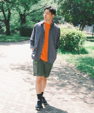 SHARE PARK MENS 【UVカット・撥水・ストレッチ】イージーデニムレギュラーカラーシャツ ネイビー系