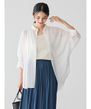 AMERICAN HOLIC 接触冷感５分袖変形ドルマンシアーシャツ Off White