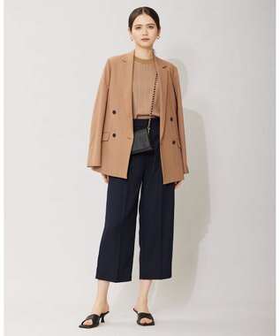 ICB 【WEB限定カラーあり】FluidBackSatin ワイドクロップドパンツ ネイビー系