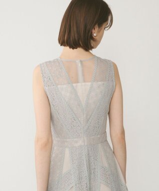GRACE CONTINENTAL レースパッチワークドレス グレー