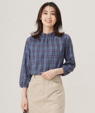 プロビスストライプチェック フリルネック カットソー / J.PRESS LADIES | ファッション通販 【公式通販】オンワード・クローゼット