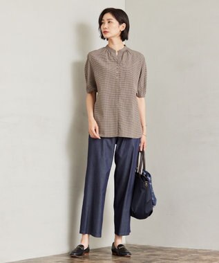 J.PRESS LADIES L 【洗える】ライトデニム セミワイド パンツ ネイビー系