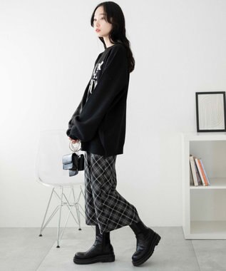 WEGO ウェーブロゴジャガードニットプルオーバー ブラック