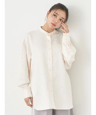 earth music&ecology フラワージャガードシャツ Ivory