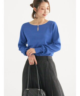 Te chichi スクエアチャームキーネックプルオーバー ブルー
