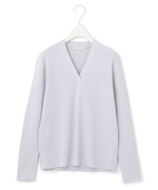ICB 【洗える】 シンセティックフルニードル Vネックプルオーバー ライラックグレー系
