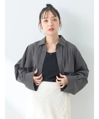 earth music&ecology ビッグポケットショートシャツ Charcoal Gray
