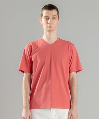 JOSEPH HOMME 【新素材】ハイゲージベアスムース　VネックＴシャツ オールドローズ系