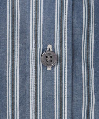 JOSEPH ABBOUD 【シルク混・上質】シルクコットンストライプ シャツ ネイビー系1