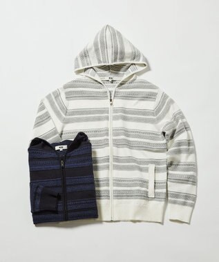 JOSEPH ABBOUD 【柔らかな肌触り】洗える！コットンブークレーニットパーカー ホワイト系7