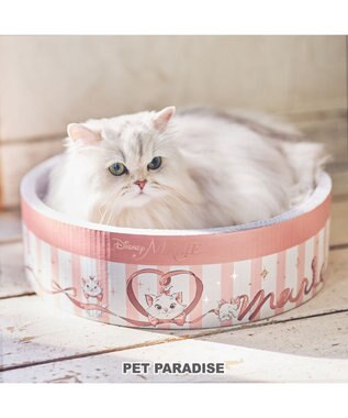 PET PARADISE  ディズニー マリー 丸型 猫爪とぎ ダンボール 《帽子箱風》 帽子箱風
