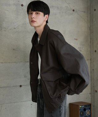 WEGO 【ユニセックス着用ITEM】エコレザー2WAYフライトジャケット ブラウン