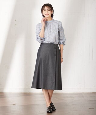 J.PRESS LADIES 【洗える・吸水速乾・接触冷感】リネンツイル スカート ブラック系