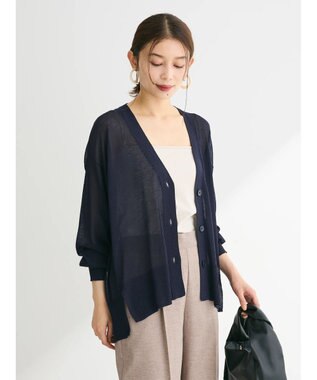Green Parks さらっと　Ｖネックカーディガン Navy