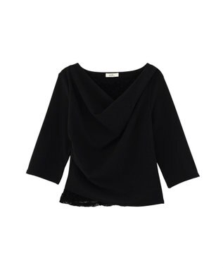 earth music&ecology レースレイヤードドレーププルオーバー Black