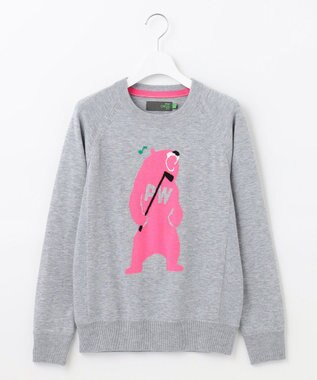 PW CIRCULUS 【WOMEN】【洗える】ベアスタンドモチーフ ラグランスリーブ クルーネック ニット ライトグレー系
