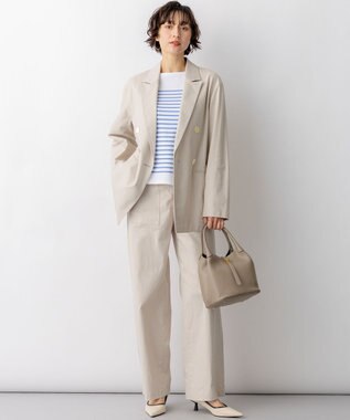 23区 Armo-lux パネルボーダー クロップド カットソー ブルー系