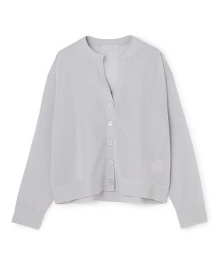 UNFILO シアーフォルムニット キーネックカーディガン グレー