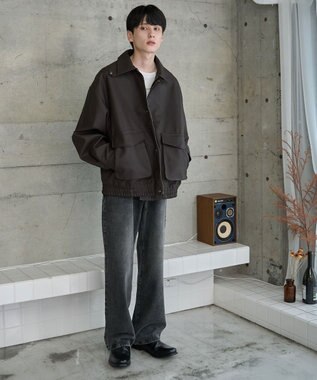 WEGO 【ユニセックス着用ITEM】エコレザー2WAYフライトジャケット ブラウン