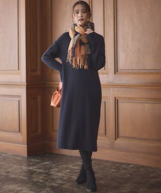 組曲 バルキーニット ワンピース ネイビー系