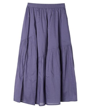earth music&ecology コットンボイルランダム切替フレアスカート Purple