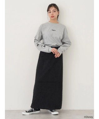 earth music&ecology Ｄｉｓｎｅｙ／袖プリントフィガロロンＴ Gray Mixture