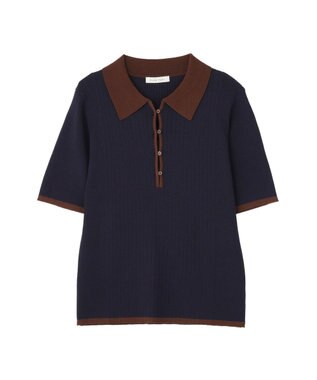 Green Parks 配色ニットポロ Navy