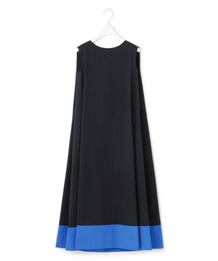 ICB L 【洗える】RENUソフトタイプライター ノースリーブワンピース ブラック×ブルー系