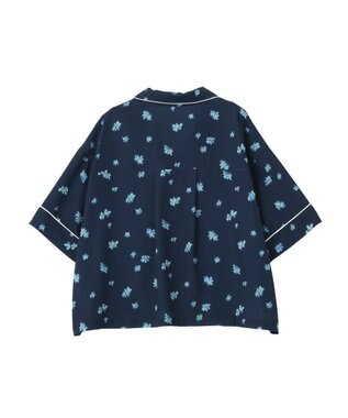 CRAFT STANDARD BOUTIQUE ボタニカルプリントオープンカラーシャツ Navy