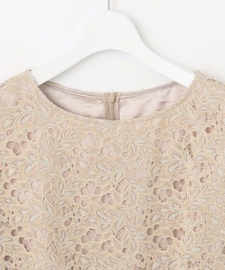 自由区 【セットアップ対応・洗える・XSサイズあり】レースコンビ ブラウス ベージュ系
