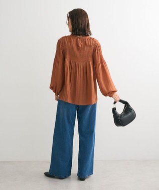 Green Parks マジョリカプリーツブラウス Brick Red