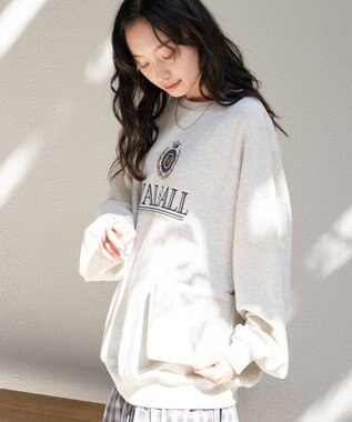 WEGO 刺繍BIGスウェット 杢グレー