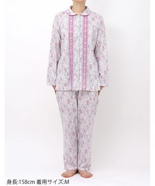 WACOAL パジャマ 長袖 長ズボン 綿100%(本体) 天竺素材 ミントン レディース NDX560 /ワコール ホワイト