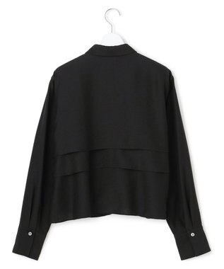 ICB L 【洗える】 ワッシャーツイル クロップドブラウス ブラック系