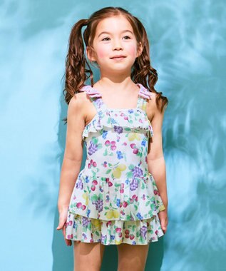 ANY KIDS 総柄 フリル ワンピース 水着 フルーツ柄