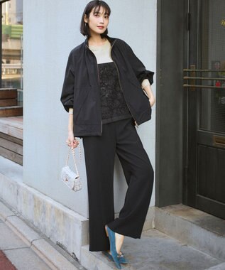 23区 S ストレッチダブルクロス ワイドパンツ ブラック