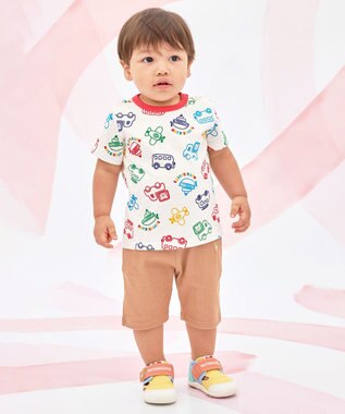 MIKI HOUSE HOT BISCUITS 【80-120cm】【Everyday Series】ワンポイント ストレッチ6分丈パンツ ベージュ